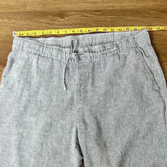 GAP Easy Pant Womens Sz Large Linen Blend Blue & White Pinstripe Coastal Basics - Picture 7 of 7